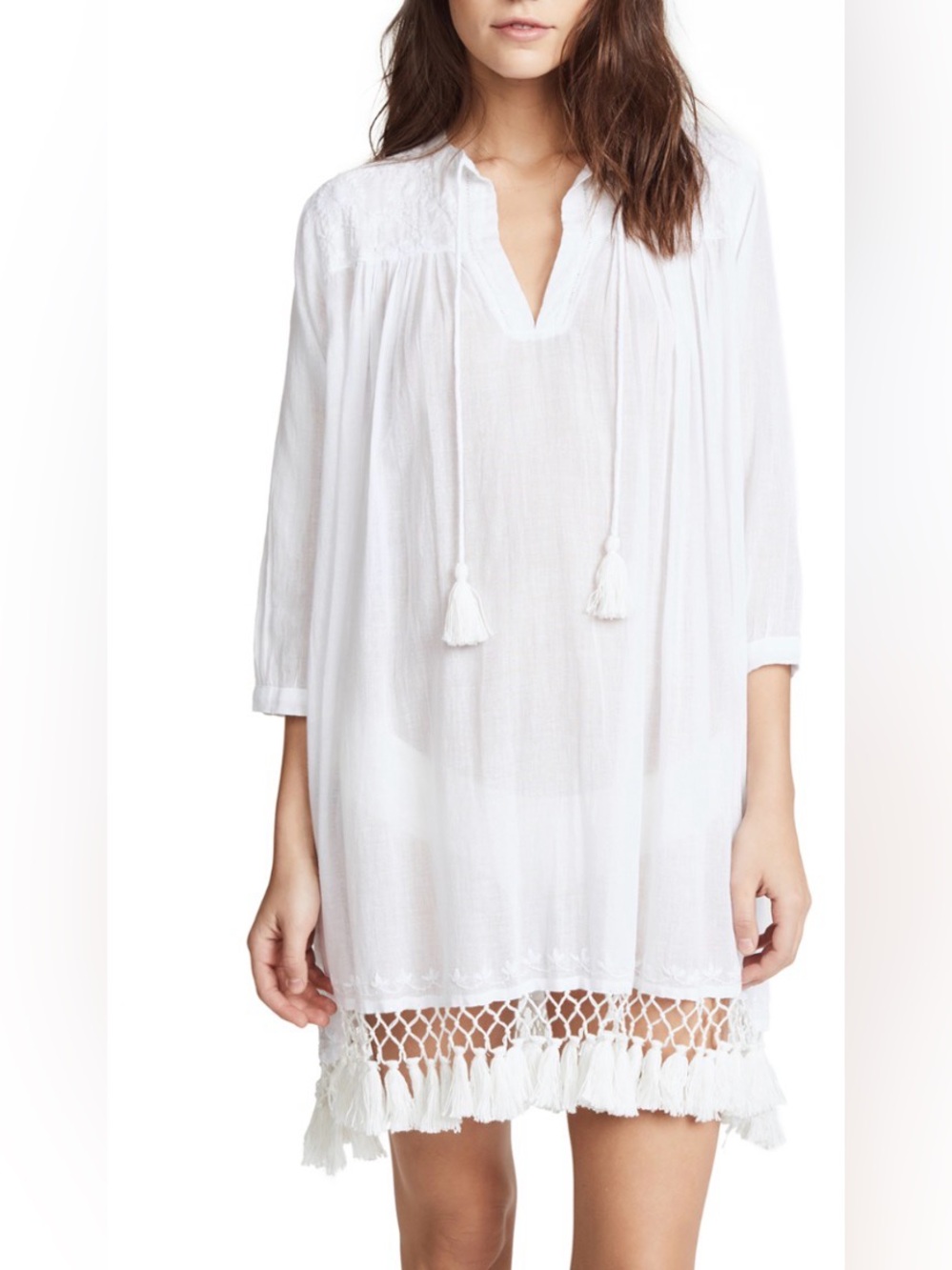 Roller Rabbit White Tassel Crochet-Hem Swim Coverup